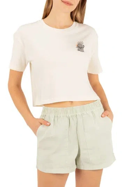 Hurley Tropical Trouble Graphic Boxy Cropped T-shirt In White