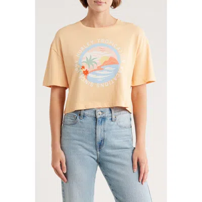 Hurley Tropication Boxy Crop Graphic T-shirt In Brown