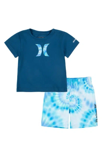 Hurley Babies'  Upf 50+ Rashguard T-shirt & Board Shorts Set In Valerian Blue