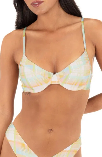 Hurley Vacay Plaid Underwire Bikini Top In Neutral