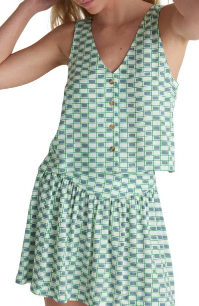 Hurley Venice Print Sleeveless Button-front Top In Green
