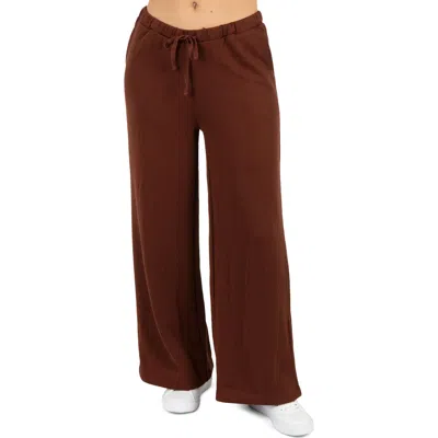 Hurley Villa Beach Flatback Rib Wide Leg Pants In Brown