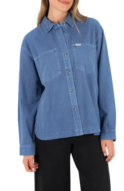 Hurley Wavy Days Cotton Overshirt In Blue