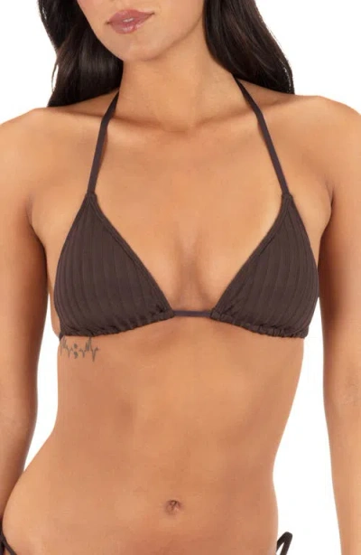 Hurley Wide Rib Triangle Bikini Top In Brown