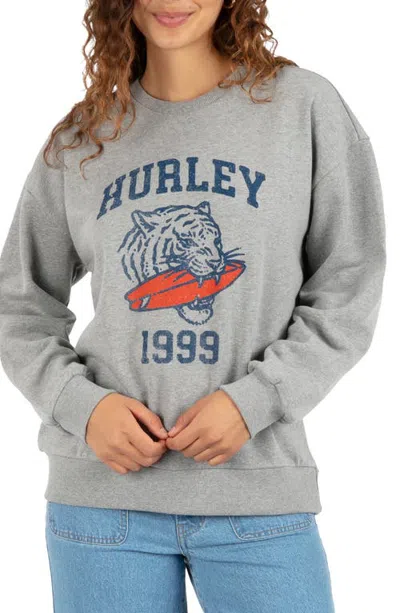 Hurley Wildcat Graphic Oversized Sweatshirt In Grey Heather