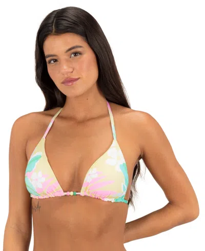 Hurley Women's Beaded Tie-back V-neck Bikini Top In Floral Chamomile