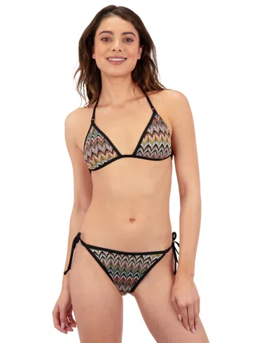 Hurley Women's Chevron Knit Shoulder Strap Bikini In Black