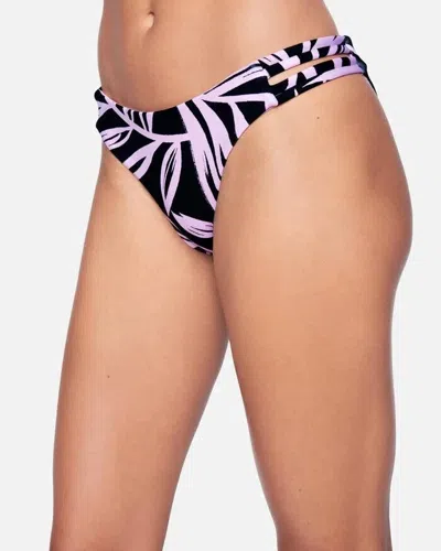 Hurley Women's  Max Mystic Leaves Moderate Bikini Bottom Small Black Purple Erk600