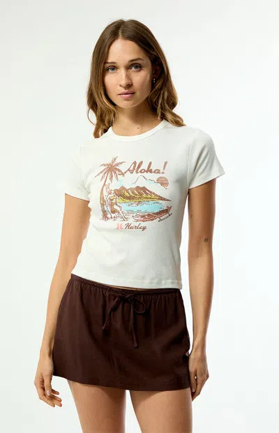 Hurley Women's Island Time Baby T-shirt In Ivory In White