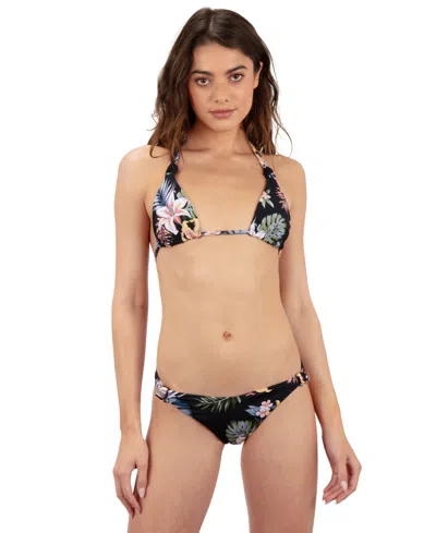 Hurley Women's Lily Lux Printed Swim Bikini Top In Black