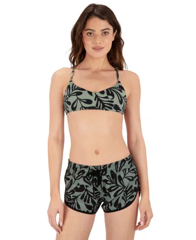 Hurley Women's Marina Phantom Printed Mid Rise Boardshorts In Green