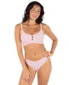 Hurley Women's Max Solid Pull-on Strappy Bikini Top In Pink