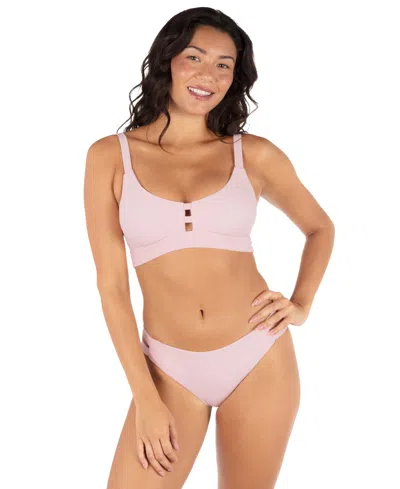 Hurley Women's Max Solid Pull-on Strappy Bikini Top In Pink