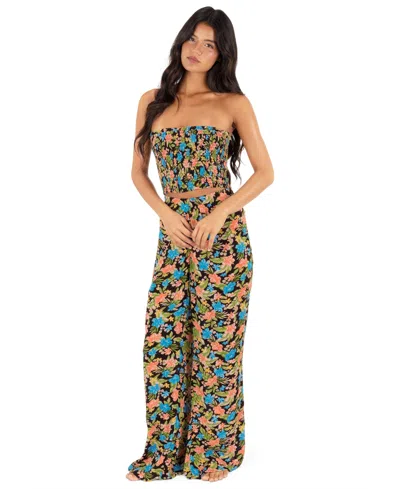 Hurley Women's Miami Garden Smocked Cropped Swim Top In Multi