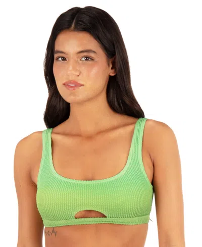 Hurley Women's Ombre Scrunch Scoop Neck Bikini Top In Green