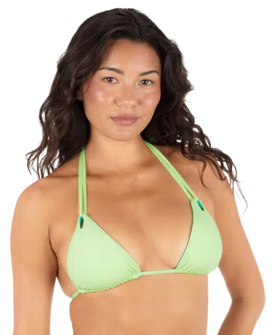 Hurley Women's Reversible Solid Tri Bikini Top In Green