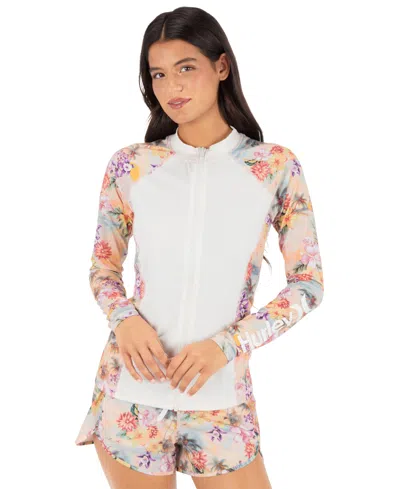 Hurley Women's Scenic Sunset Long-sleeve Front-zip Rashguard In Multi
