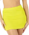 Hurley Women's Scrunched Solid Mini Swim Skirt In Acid Lime