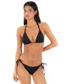 Hurley Womens Solid Tri Bikini Top Cheeky Tie Side Swim Bottoms In Black