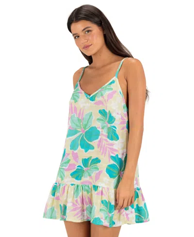 Hurley Women's V-neck Swim Cover-up Dress In Floral Chamomile