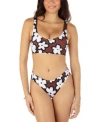 Hurley Womens Bold Daisy Scoop Neck Bikini Top Bold Daisy Mid Rise Bikini Bottoms In Cinnamon
