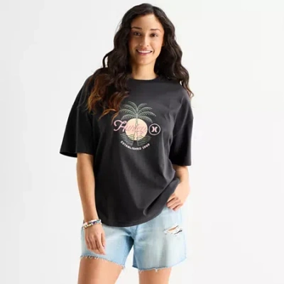 Hurley Womens Juniors Crew Neck Short Sleeve Oversized Graphic T-shirt In Black