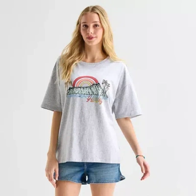 Hurley Womens Juniors Crew Neck Short Sleeve Oversized Graphic T-shirt In Gray