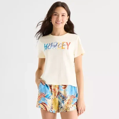Hurley Womens Juniors Crew Neck Short Sleeve Regular Fit Graphic T-shirt In White