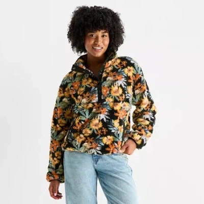 Hurley Womens Juniors Long Sleeve Quarter-zip Pullover In Black