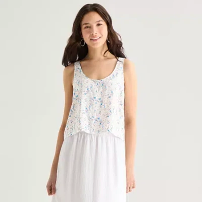 Hurley Womens Juniors Scoop Neck Sleeveless Tank Top In White