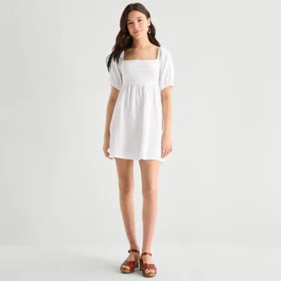 Hurley Womens Juniors Short Sleeve Sundress In White