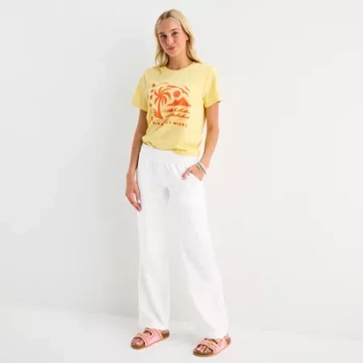 Hurley Womens Juniors Straight Low Rise Pull-on Pant In White