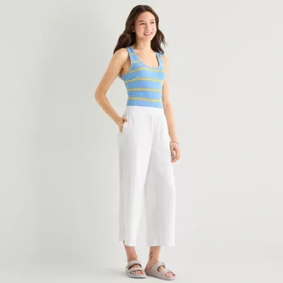 Hurley Womens Juniors Wide Leg Mid Rise Pull-on Pant In White