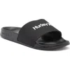 Hurley Wordmark Slide Sandal In Black/white