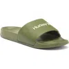 Hurley Wordmark Slide Sandal In Olive/khaki