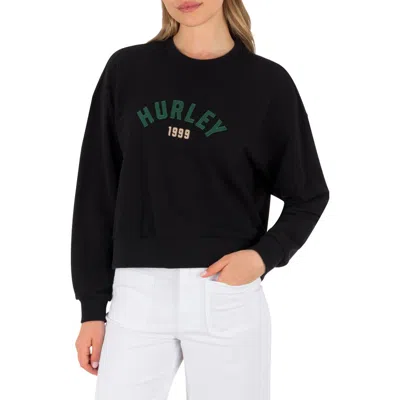 Hurley Worthy Boxy Cotton French Terry Graphic T-shirt In Black