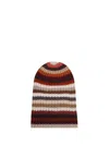 Hurray Multicolored Striped Cashmere Beanie In Brown