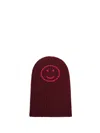 Hurray Smiley-face Ribbed Beanie In Red