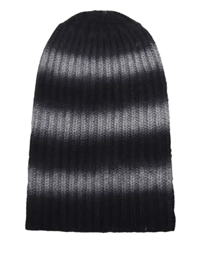 Hurray Gradient Stripe Ribbed Knit Cashmere Beanie In Multi