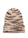 Hurray Striped Cashmere Beanie Hat In Brown