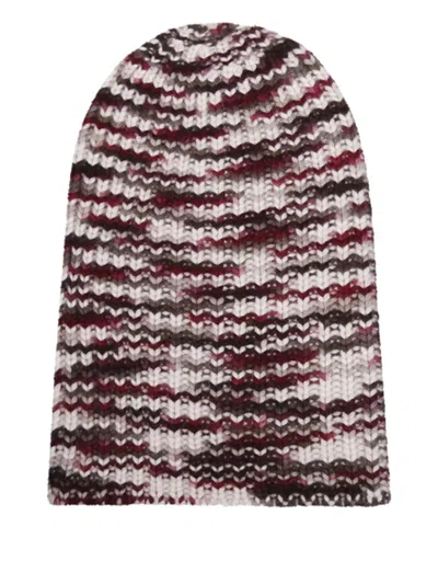 Hurray Multicolored Striped Cashmere Beanie In Brown