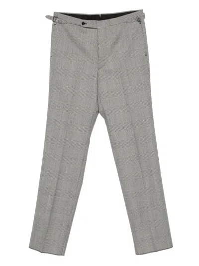 Husbands Checked Chino Trousers In Gray