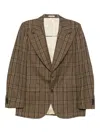 Husbands Checked Single-breasted Blazer In Brown