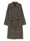 Husbands Belted Wool Coat In Brown