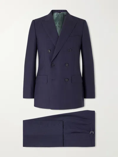 Husbands Double-breasted Wool-fresco Suit In Multi