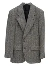 Husbands Herringbone Blazer In Gray