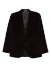 Husbands Velvet Single-breasted Blazer In Red