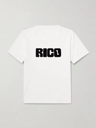 Husbands Logo-flocked Cotton-jersey T-shirt In White