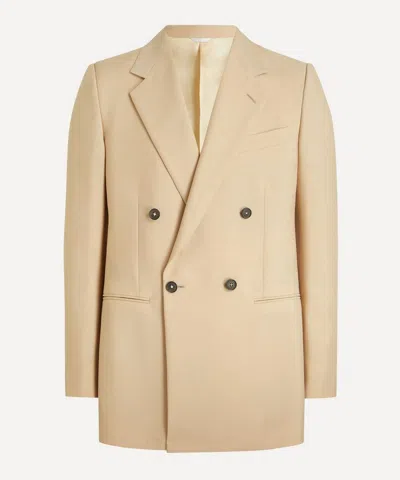 Husbands Mens Beige Double-breasted Kid Mohair-wool Jacket In Sand