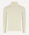 Husbands Mens Cream Cashmere Turtleneck Jumper In White